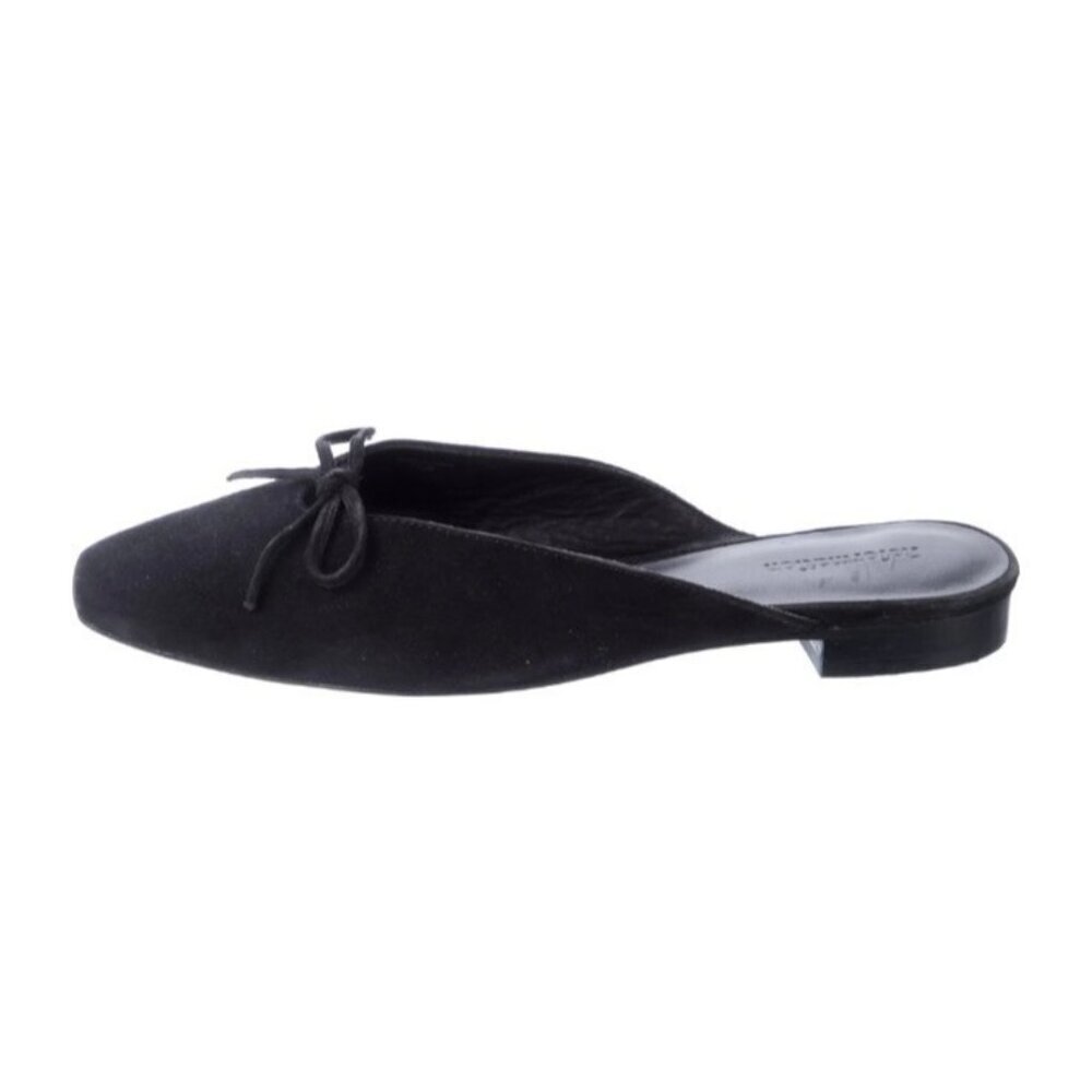 Reformation Black Suede Bow Loafers Women’s Size 5.5 Square Toe Slip-On